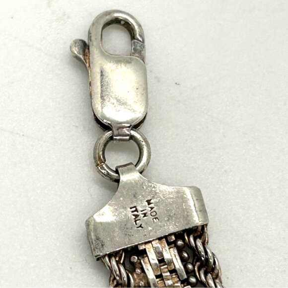 Sterling Silver Woven Bracelet 7.5 in. 18.67 Grams Lobster Clasp Made In Italy - Picture 4 of 14